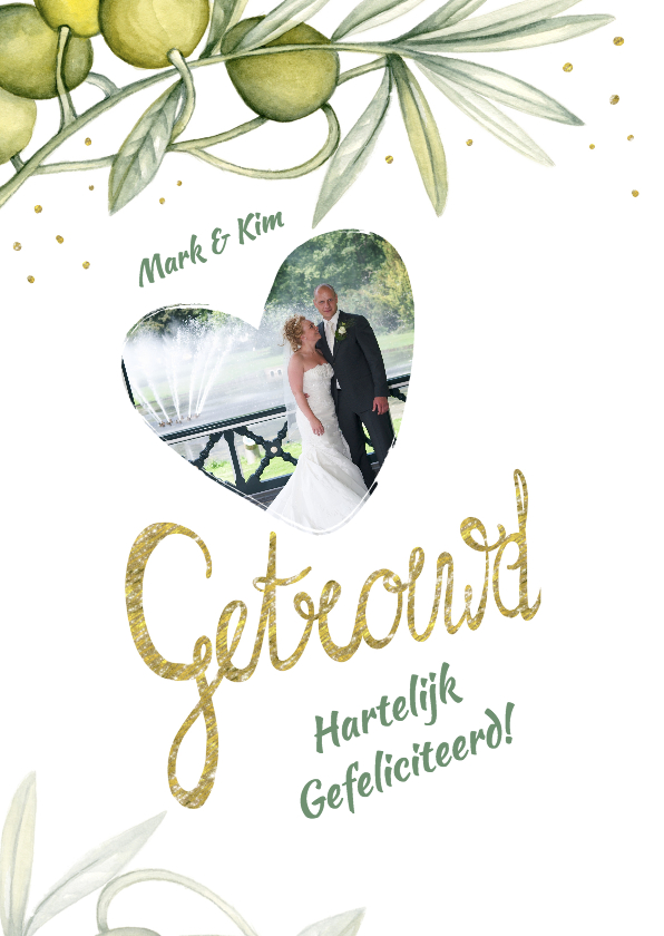 Felicitatie Huwelijk Olijftak Kaartje2go