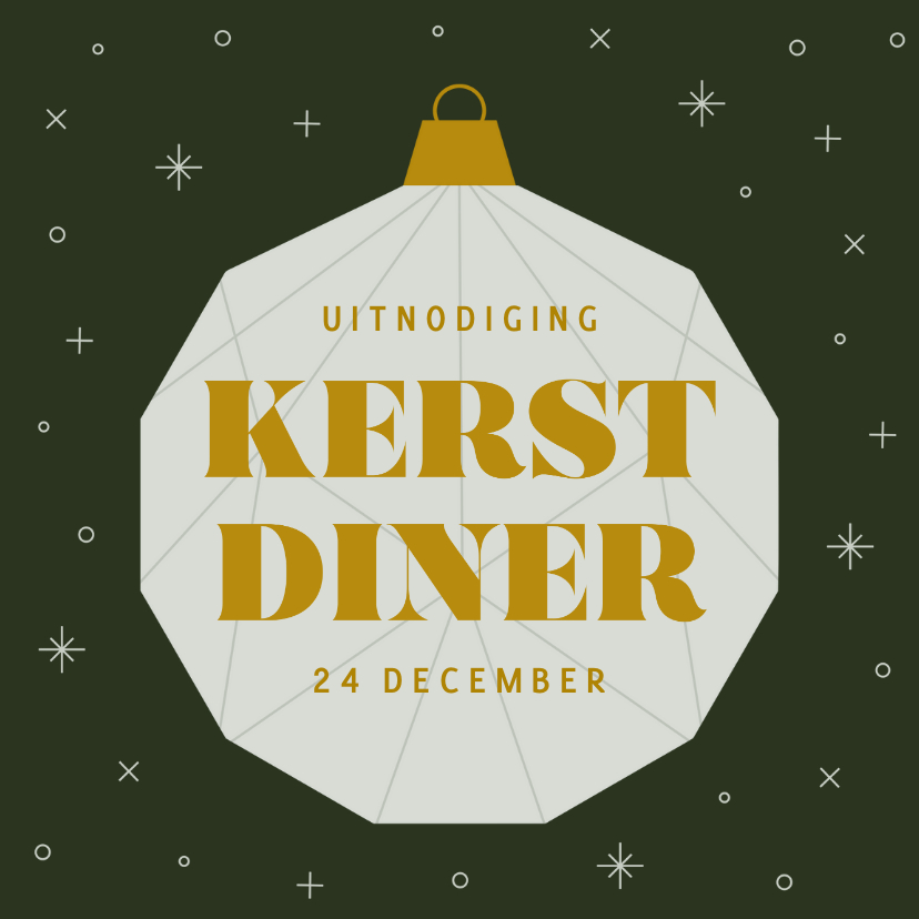 Uitnodiging Kerstdiner Donkergroen Met Kerstbal Kaartje Go