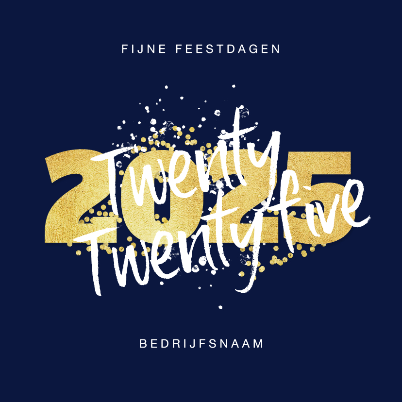 Kerstkaart Fijne Feestdagen 2025 Nieuwjaar Goud Kaartje2go