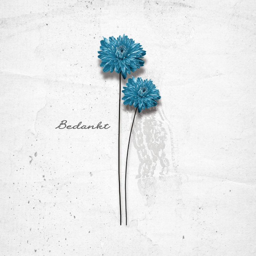 Bedankkaartjes - Bedankkaart Bloemen Blauw