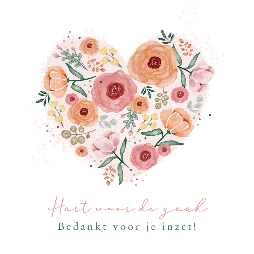 Bedankkaartjes - Bedankkaart voor collega met bloemen die een hart vormen