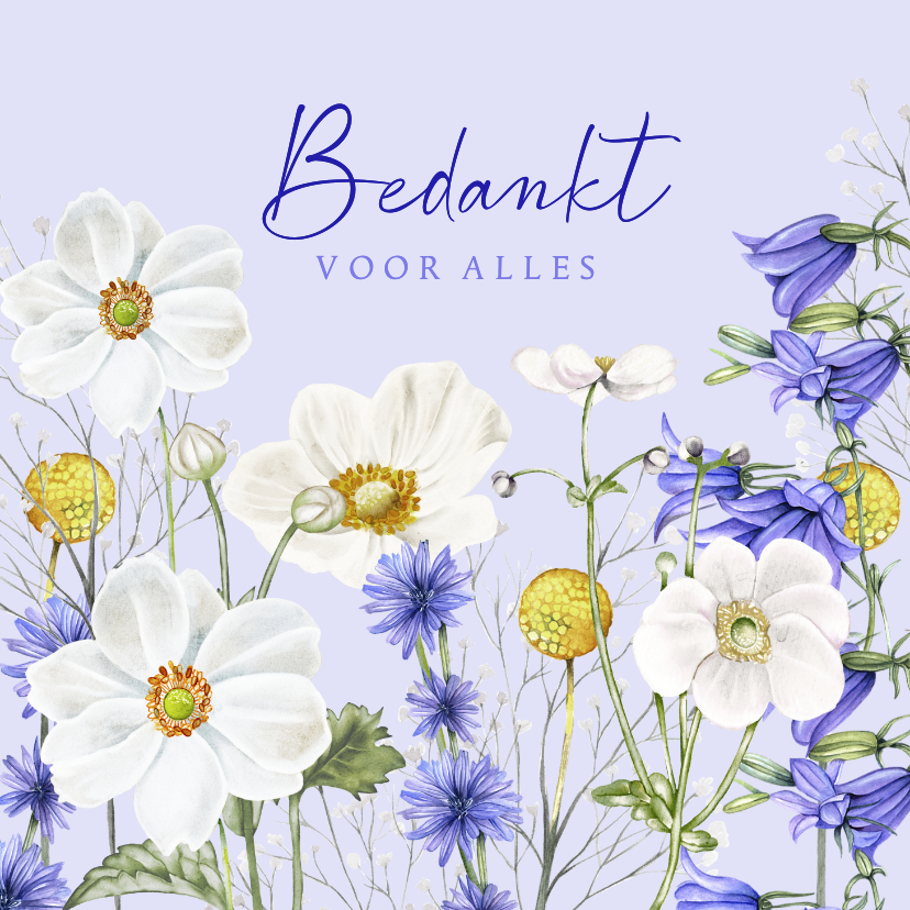 Bedankkaartjes - Bedankkaartje met anemoontjes 