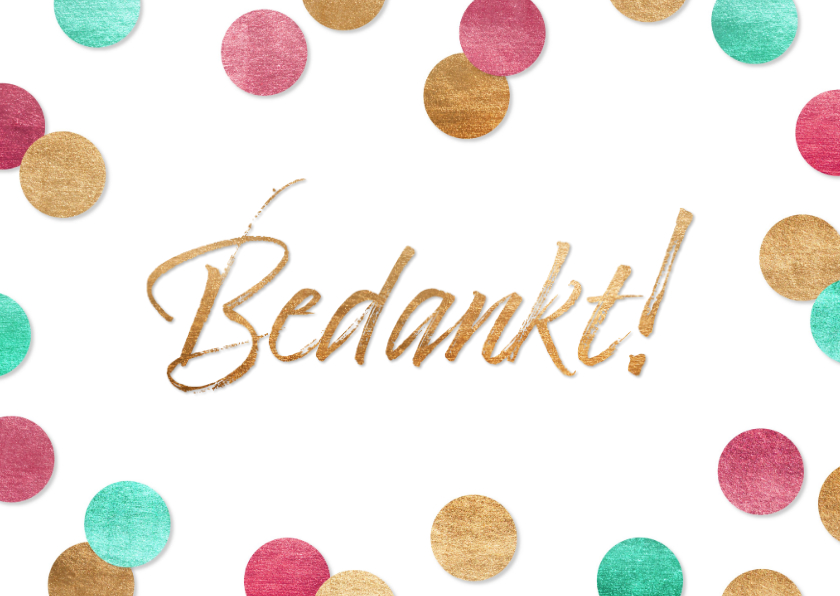 Bedankkaartjes - Bedankkaartje vrolijke confetti 