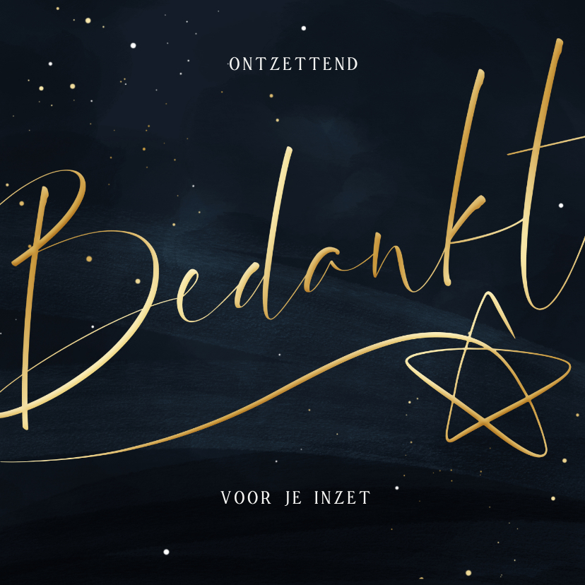 Bedankkaartjes - Bedankt collega donkerblauw met gouden ster