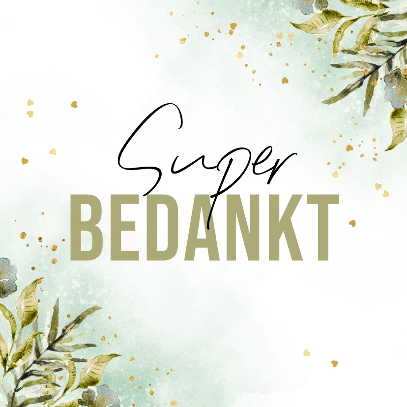 Bedankkaartjes - Stijlvolle bedankkaart botanische bladeren watercolor