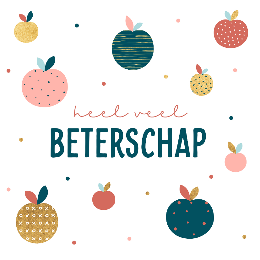 Beterschapskaarten - Beterschapskaart appeltjes met patroon