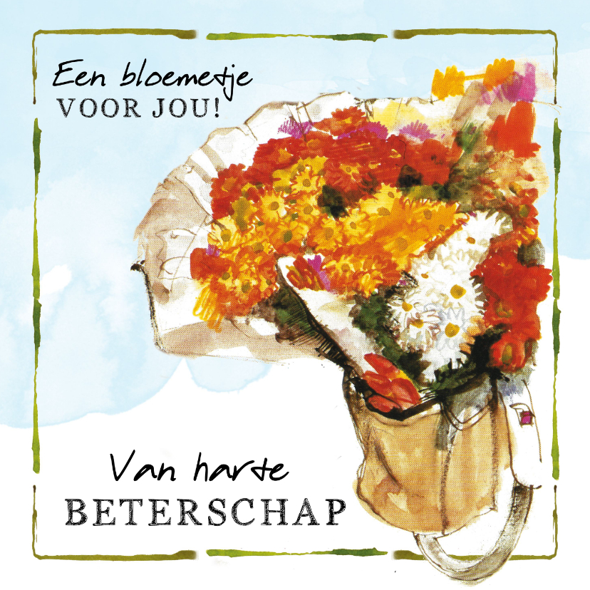 Beterschapskaarten - Beterschapskaart Bloemen in een fietstas