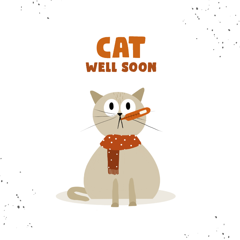 Beterschapskaarten - Beterschapskaart cat well soon met kat