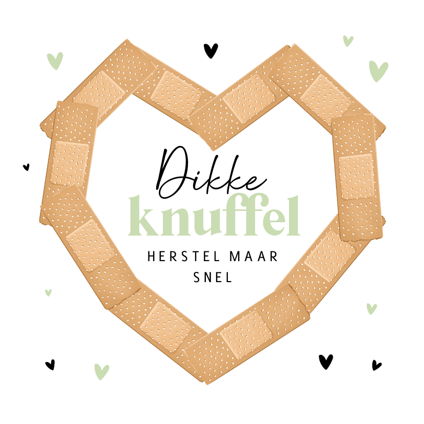 Beterschapskaarten - Beterschapskaart hartje pleisters dikke knuffel herstel