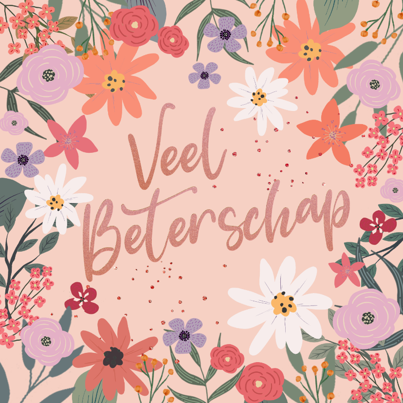 Beterschapskaarten - Beterschapskaart met vrolijke bloemen 