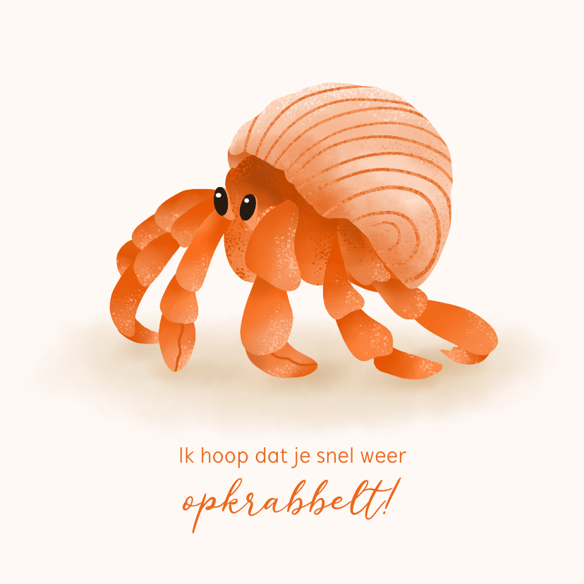 Beterschapskaarten - Beterschapskaart opkrabbelen met krab