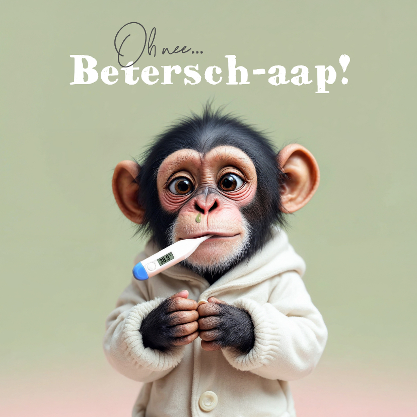 Beterschapskaarten - Grappige beterschapskaart aap chimpansee humor ziek