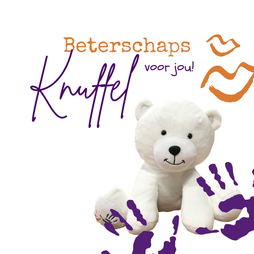 Beterschapskaarten - KiKa beterschapsknuffel met knuffelbeer