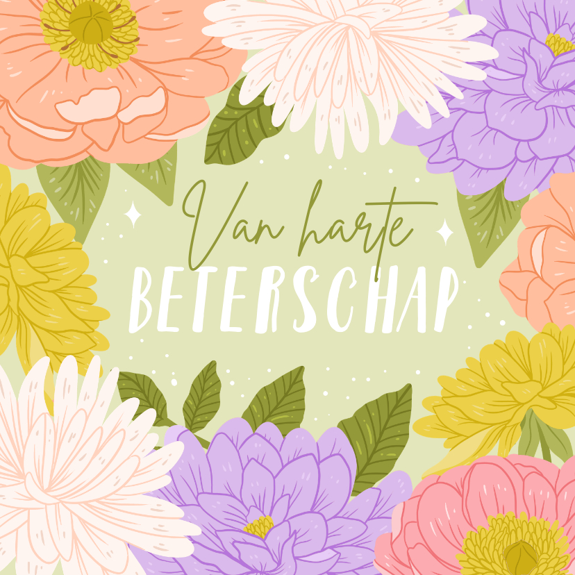 Beterschapskaarten - Stijlvolle beterschapskaart met bloemen