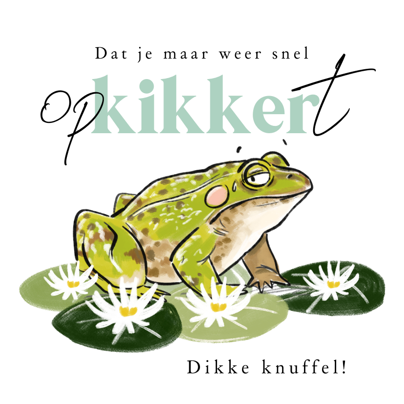 Beterschapskaarten - Trendy beterschapskaart opkikker(t) illustratie ziek knuffel