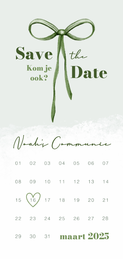 Communiekaarten - Save the date kalender communie communiefeest kruis unisex