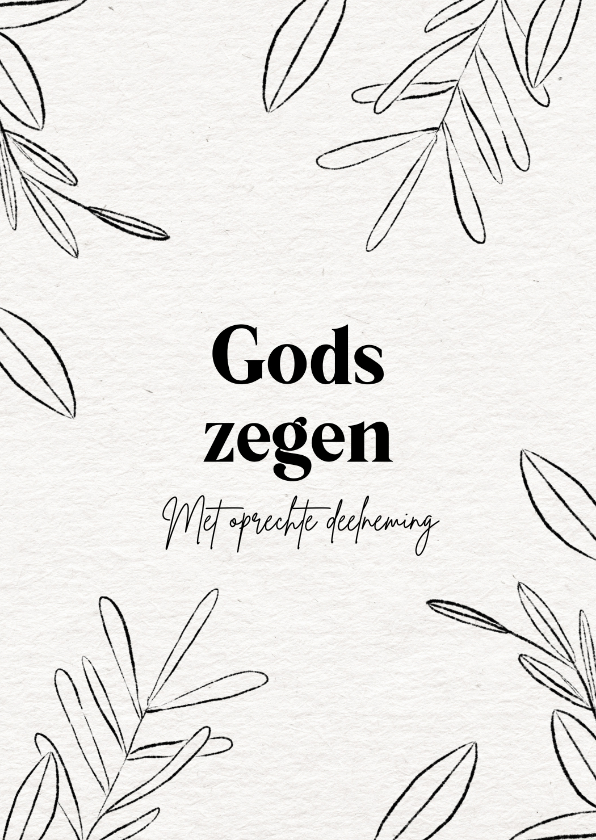 Condoleancekaarten - Christelijke condoleance kaart Gods zegen bladeren