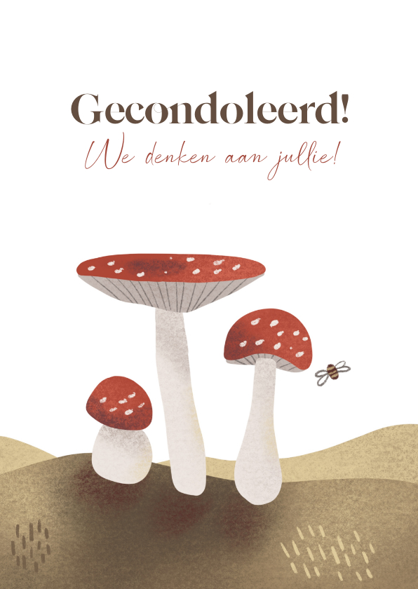 Condoleancekaarten - Condoleance kaart met paddenstoelen