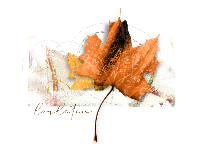 Condoleancekaarten - Condoleancekaart falling leaf mixed media