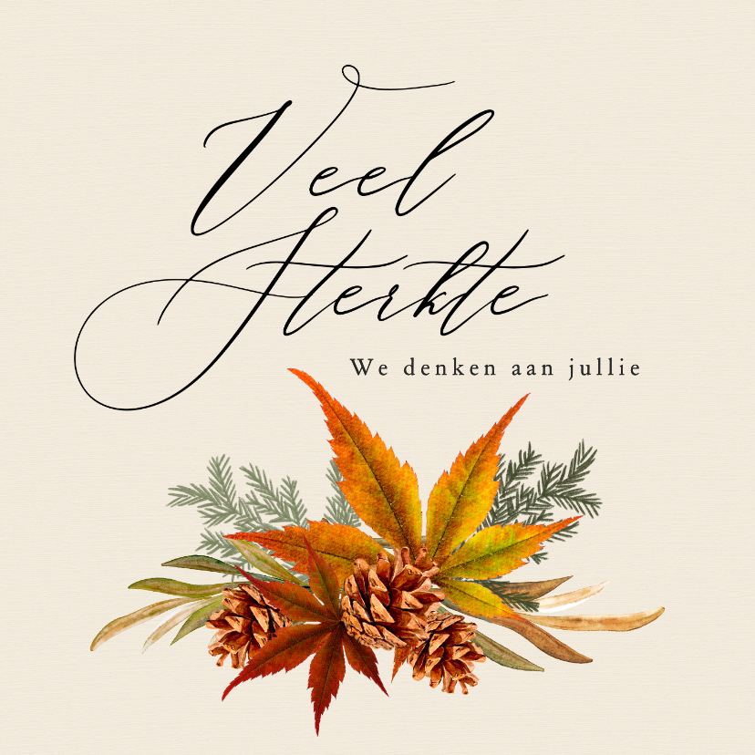 Condoleancekaarten - Stijlvolle condoleancekaart herfstbladeren watercolor