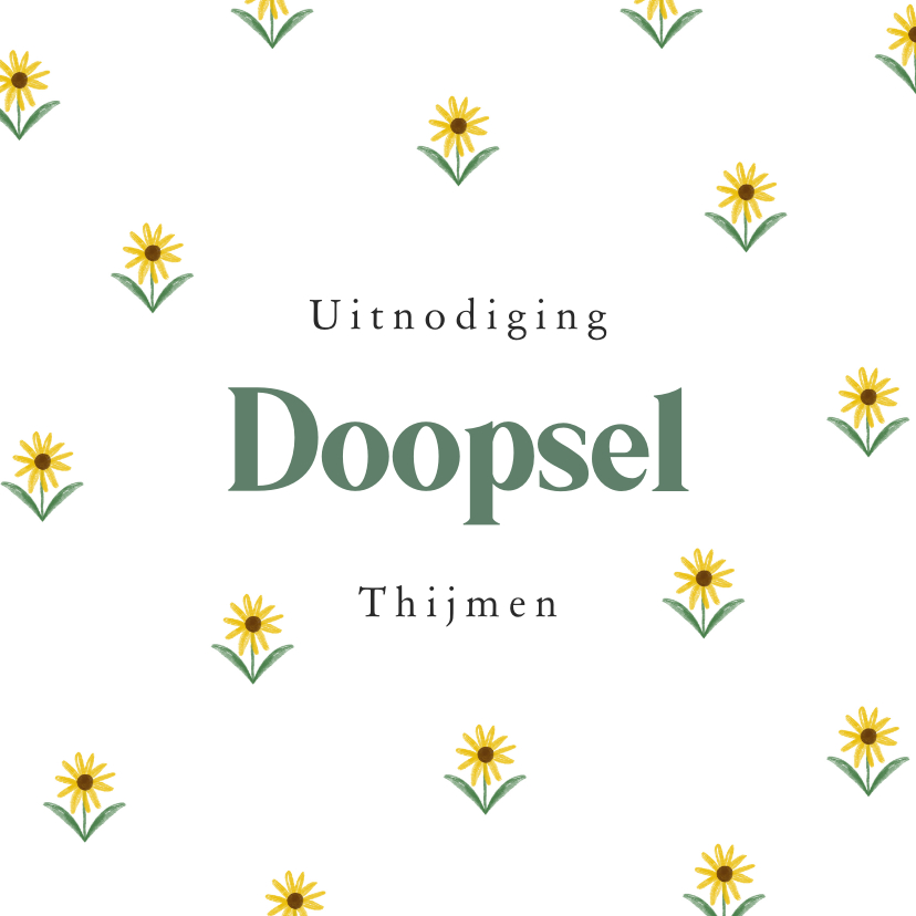 Doopkaarten - Klassieke uitnodigingkaart doopsel bloemetjes lente