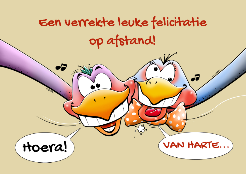 Felicitatiekaarten - Een verrekte grappige kaart met felicitatie op afstand