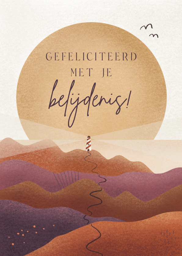 Felicitatiekaarten - Felicitatie belijdenis landschap en vuurtoren