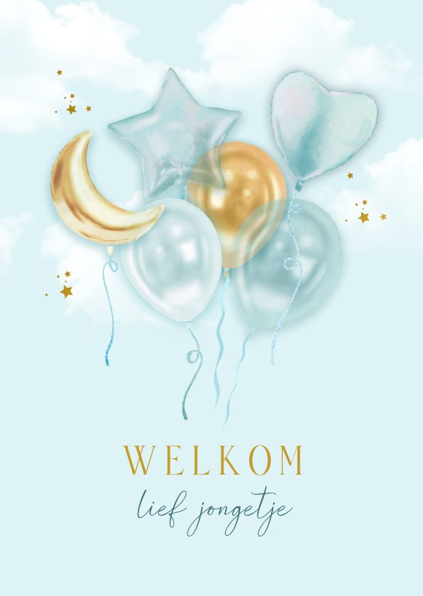 Felicitatiekaarten - Felicitatie geboorte jongen leuke ballonnen