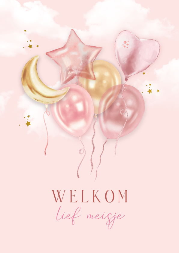 Felicitatiekaarten - Felicitatie geboorte meisje leuke ballonnen