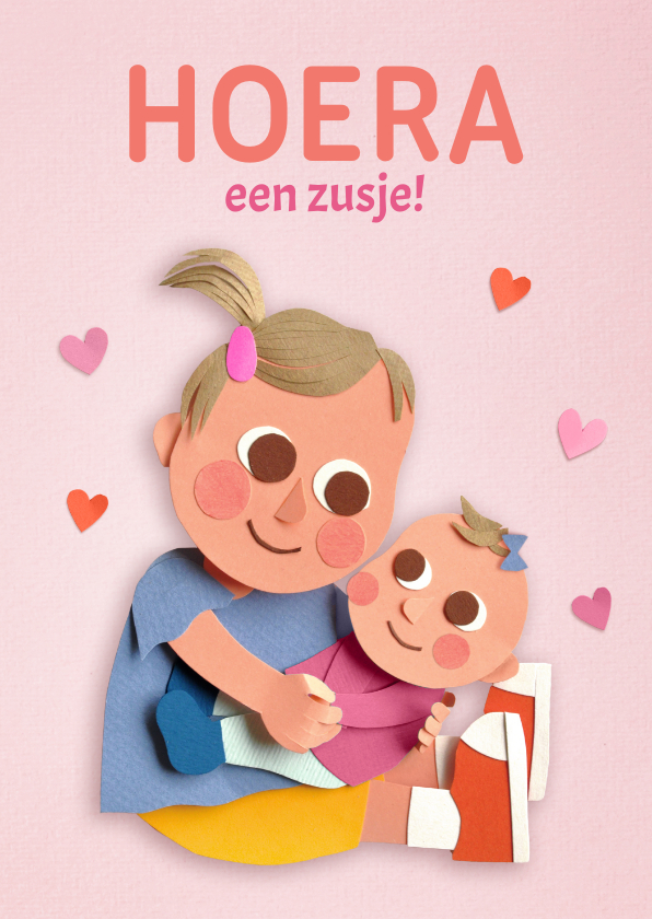 Felicitatiekaarten - Felicitatie kaart 'Hoera een zusje!'