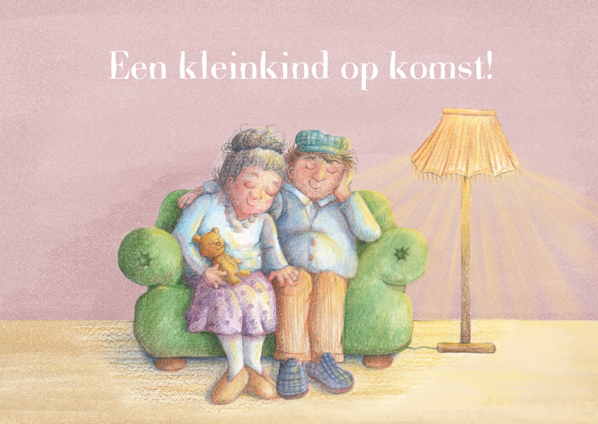 Felicitatiekaarten - Felicitatie kleinkind op komst, opa en oma met knuffelbeer