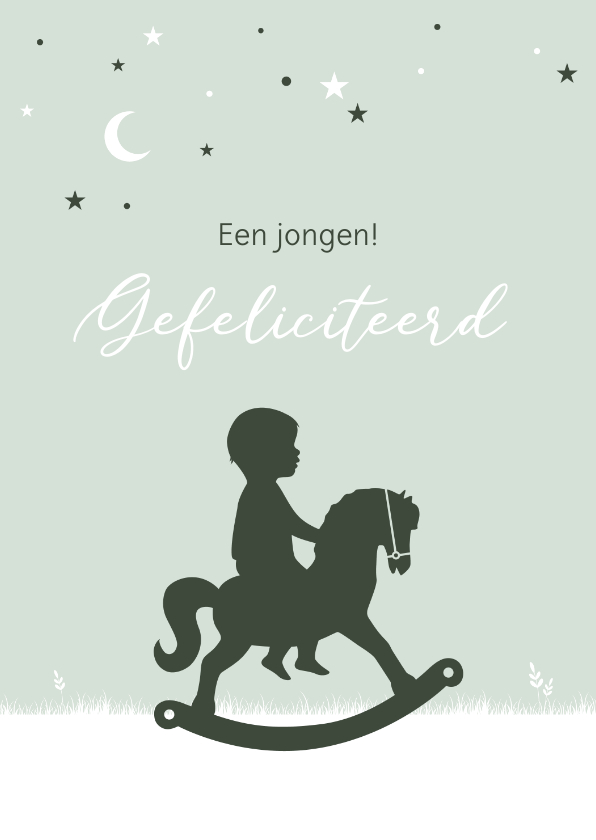 Felicitatiekaarten - Felicitatie silhouet hobbelpaard