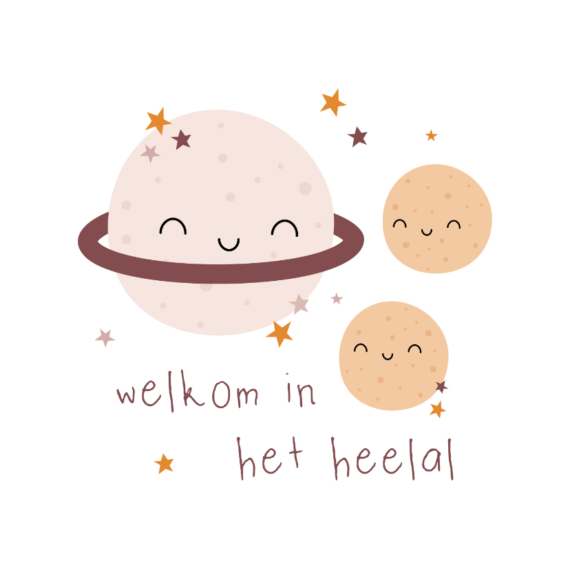 Felicitatiekaarten - Felicitatie welkom in het heelal tweeling planeten