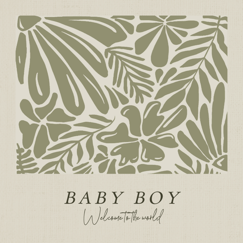 Felicitatiekaarten - Felicitatiekaart baby boy welcome to the world planten