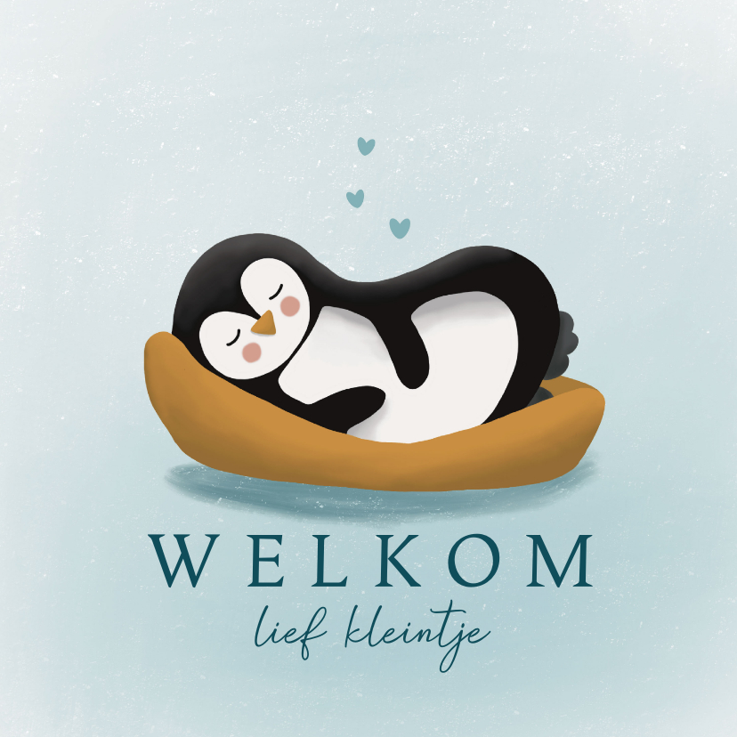 Felicitatiekaarten - Felicitatiekaart baby pinguïn geboorte jongen