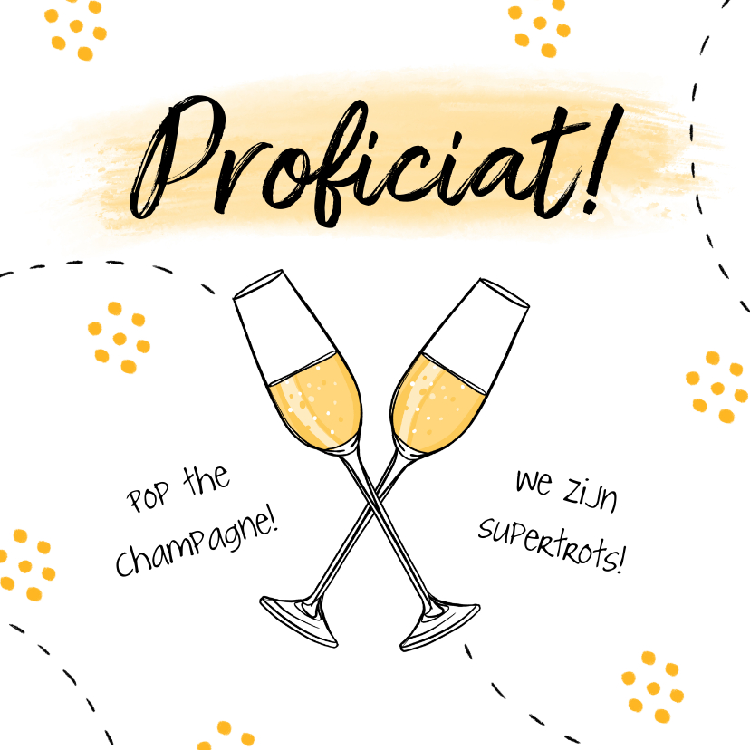 Felicitatiekaarten - Felicitatiekaart champagne cheers hip illustratie