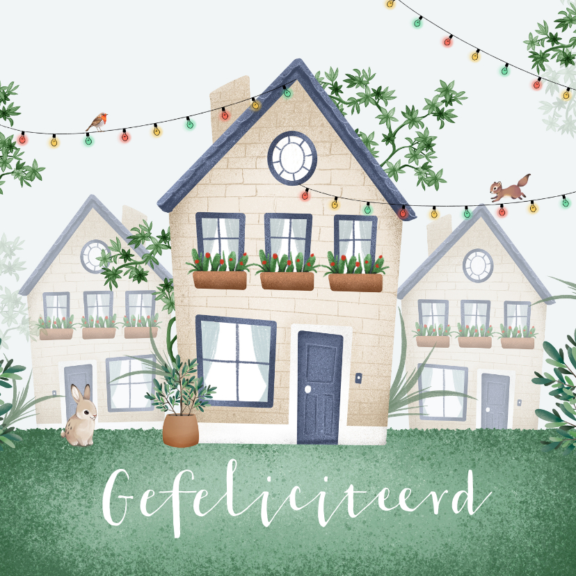 Felicitatiekaarten - Felicitatiekaart huis illustratie voor nieuwe buren