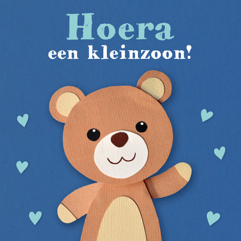 Felicitatiekaarten - Felicitatiekaart met beertje geboorte kleinzoon