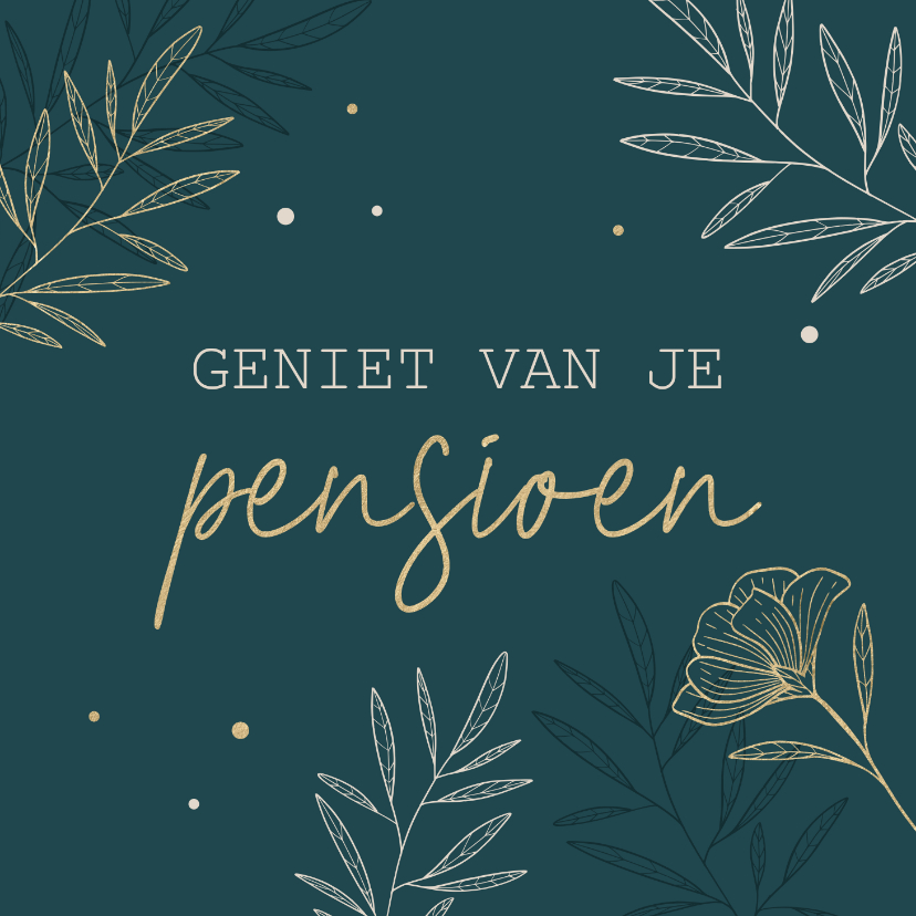 Felicitatiekaarten - Felicitatiekaart pensioen met lijntekeningen