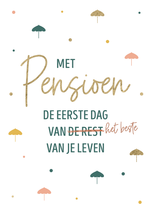 Felicitatiekaarten - Felicitatiekaart pensioen met parasol