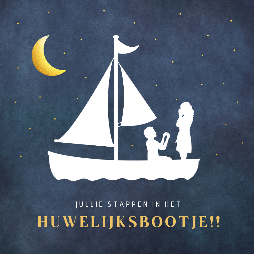 Felicitatiekaarten - Felicitatiekaart verloving huwelijksbootje silhouet 