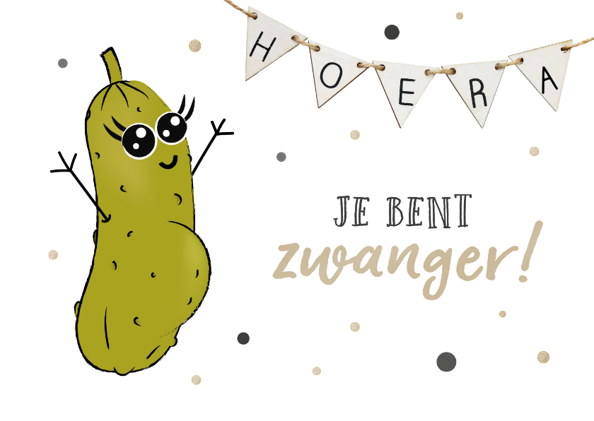 Felicitatiekaarten - Felicitatiekaart voor zwangerschap met zwangere augurk 