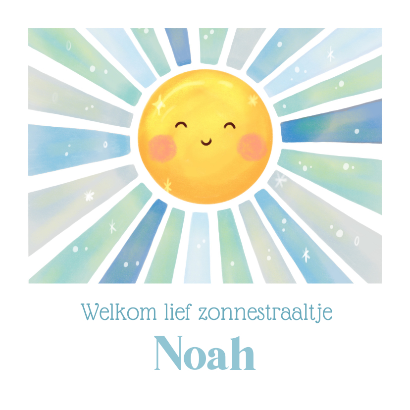 Felicitatiekaarten - Felicitatiekaart zonnestraal jongen pastel kleuren