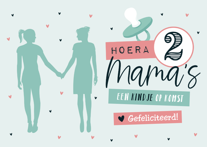 Felicitatiekaarten - Felicitatiekaart zwanger 2 moeders lesbisch gay baby