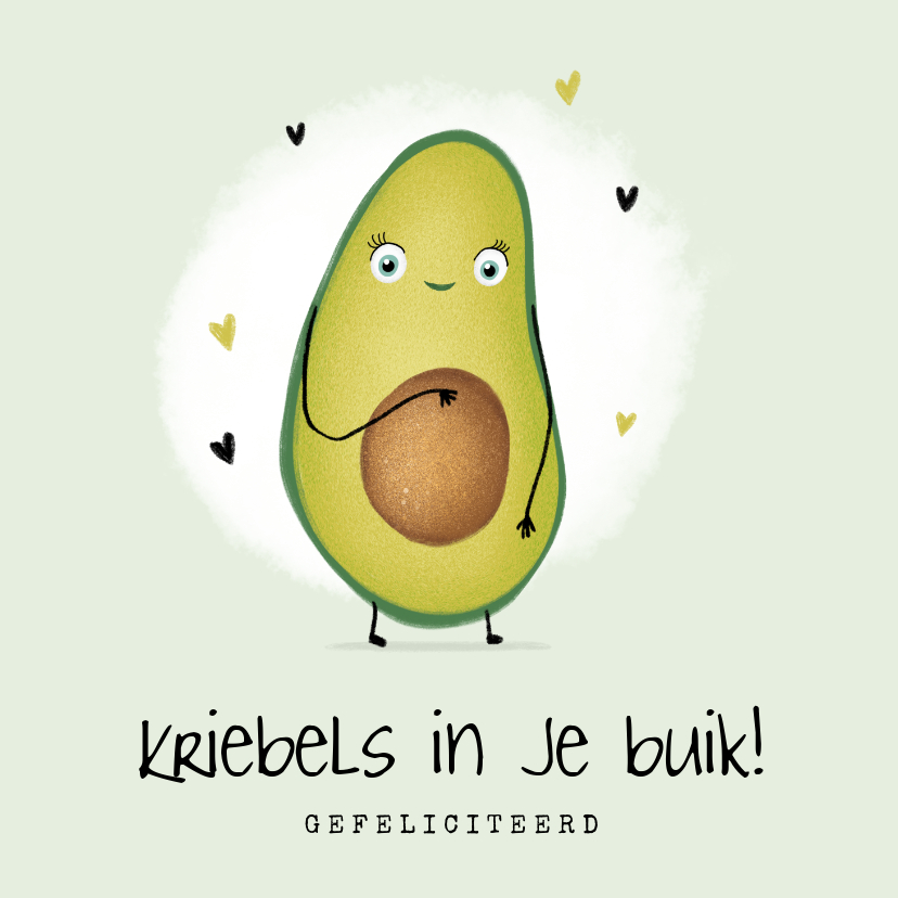 Felicitatiekaarten - Felicitatiekaart zwanger avocado hartjes zwangerschap