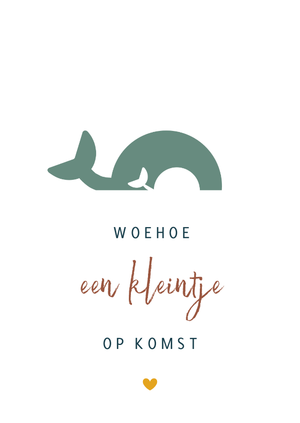 Felicitatiekaarten - Felicitatiekaartje geboorte jongen walvis en baby 