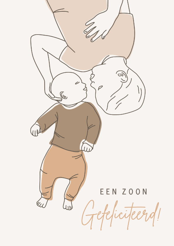 Felicitatiekaarten - Felicitatiekaartje lijntekening baby met grote broer