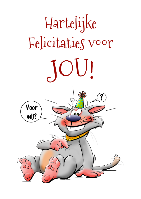 Felicitatiekaarten - Grappige felicitatiekaart met kat die gekust wordt