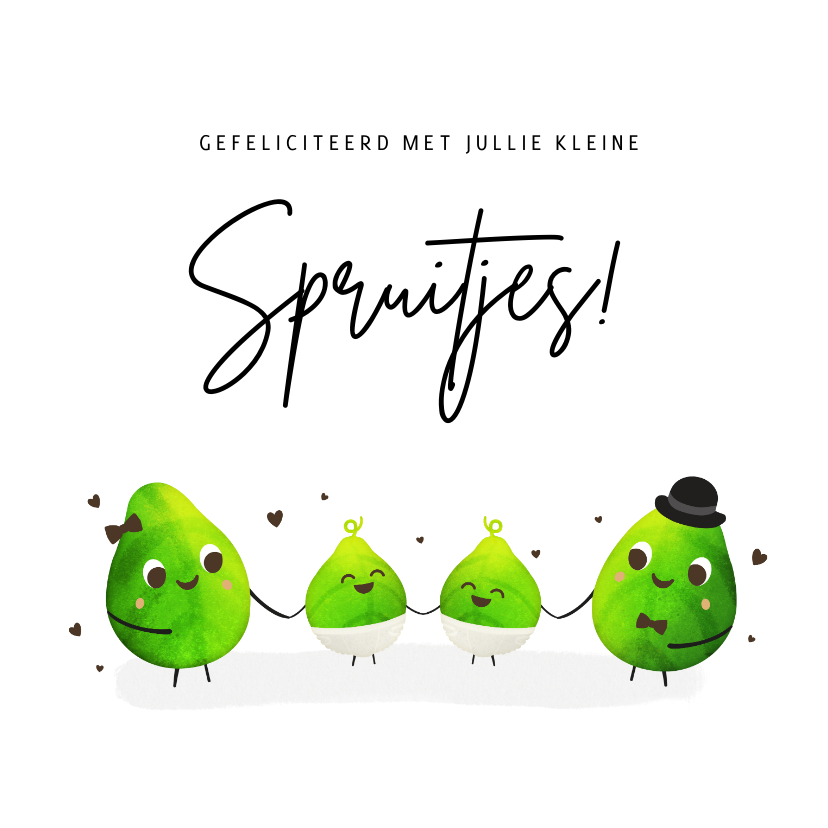 Felicitatiekaarten - Grappige felicitatiekaart tweeling met 2 kleine spruitjes