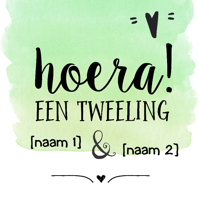 Felicitatiekaarten - Hoera een tweeling [eigen namen]